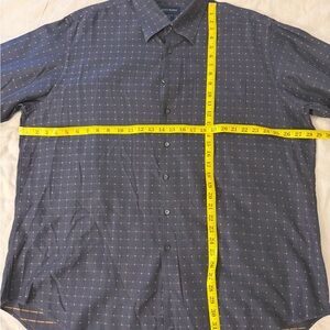 SCOTT BARBER Men's Navy Dot-Pattern Long-Sleeve Button-Down Shirt XXL